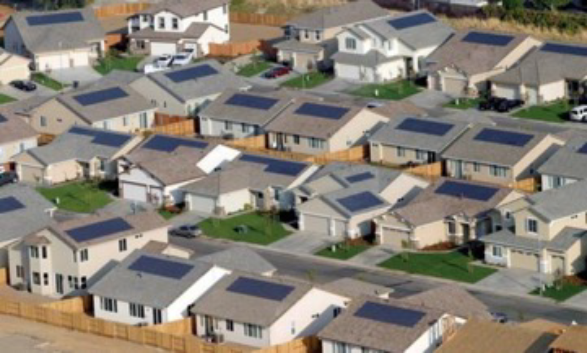 Solar panels on the roofs of homes